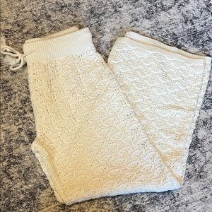 Aerie White Lace Knit Pants